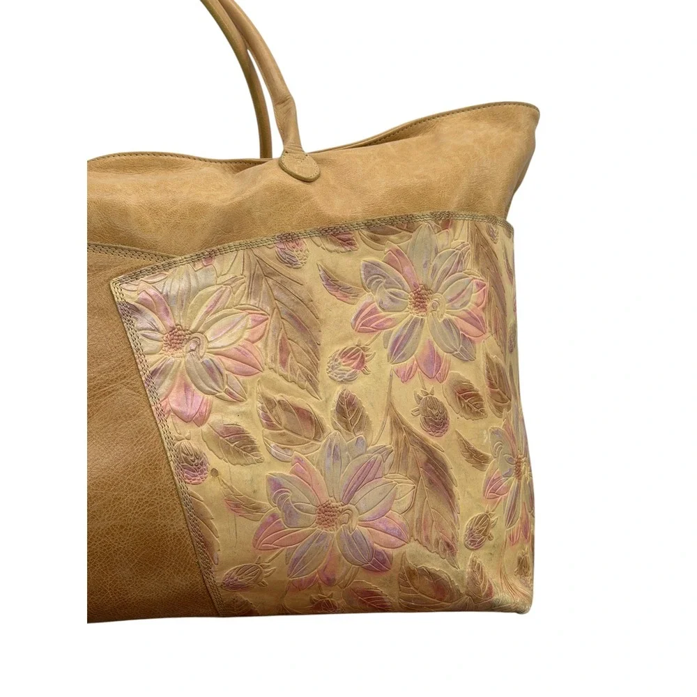 Tangaroa Terrida Tote Bag Luxury Womens Brown Large Floral Leather Italy Travel